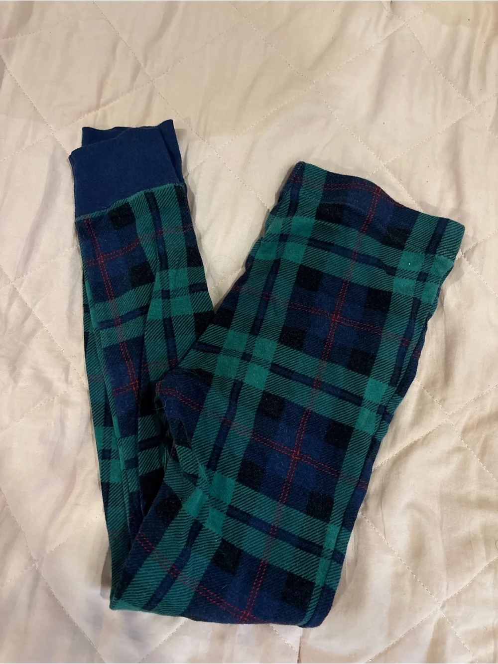 Old Navy Navy and Green Christmas Plaid pajamas